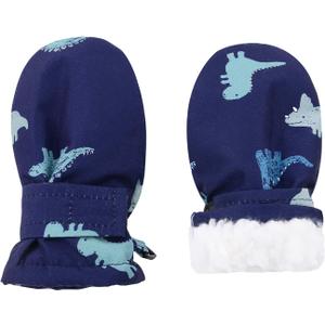 American Trends Lined Fleece Toddler Mittens Winter Warm Gloves Child Ski Waterproof Snow Baby Mittens for Boys Girls (S (Fits 6-18 Months) No Thumb, Deep Blue)