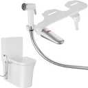 DEANIC 2-in-1 Bidet Attachment with Handheld Bath Bidet Sprayer, Ultra-Slim Adjustable Water Pressure Nozzle, Cold Water Non Electric Hand Sprayer for Toilet Seat (White)