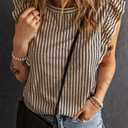 Melliflo Womens Ruffle Short Sleeve Crewneck Striped Shirt Casual Blouses Business Work Tops Summer Outfits Tank Tops (Red, XL)