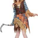 EraSpooky Women Wicked Scarecrow Costume Adult Halloween Straw Dress Kit (Large)