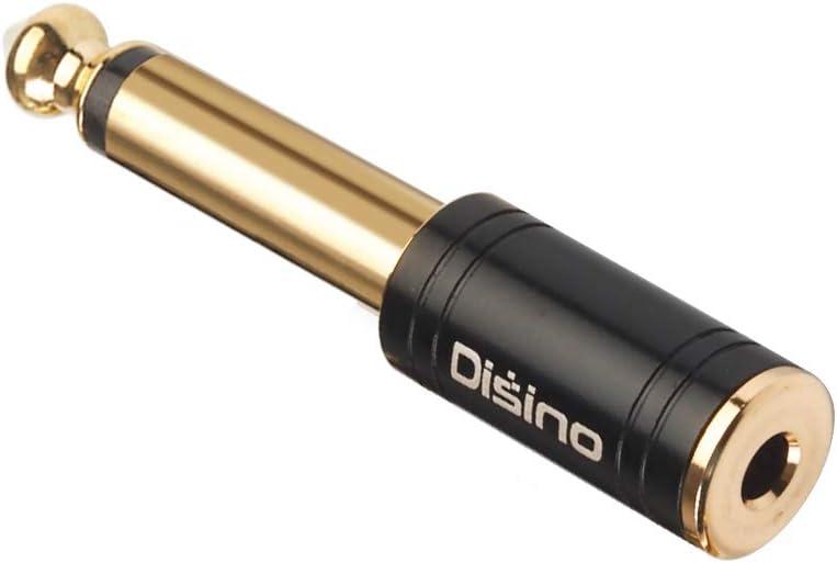 1/4" Mono to 1/8" Stereo Adapter, New Upgrade Gold-Plated 6.35mm TS Male Jack to 3.5mm TRS Female Stereo Adapter for Headphone, Amp Adapte, Black - 1 Pack