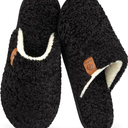 EverFoams Women's Slip-on Slippers Cozy Soft Fuzzy Faux Alpaca Shearling Memory Foam Lightweight Indoor Non-slip House Shoes, Size  7-8
