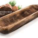 FANDOS Wooden Dough Bowl for Decor - 17 in Long Hand Carved Paulownia, Large Rustic Decorative Bowl for Home Table Centerpiece, Keys, Entryway Table, Catchall Tray & Wooden Dining Room Centerpiece