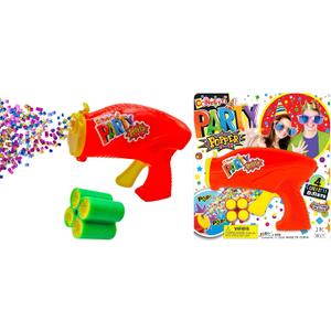 Confetti Party Poppers Gun Party Supplies (1 Gun 4 Shots) Plus Sticker Reusable Multicolor Metallic Confetti Poppers Gun Confetti Gun Party Favors Kids & Adults Birthday Parties Crazy Hour Fun 955-1s
