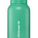 LifeStraw Go Series  Insulated Stainless Steel Water Filter Bottle for Travel and Everyday Use, Removes Bacteria, Parasites and Microplastics, Improves Taste, 1L Cactus Green