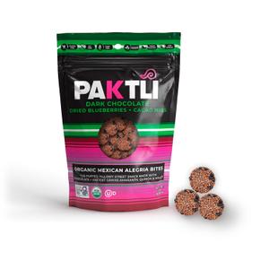 Paktli Organic Alegra Bites  Dark Chocolate with Blueberry & Cacao Nibs, 2oz Bag, Organic Ancient Grain Snack with Amaranth, Quinoa & Millet, Gluten-Free, Non-GMO, Superfood Sweet Treat (EXP 06/09/26)