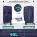 RAINSMORE Expandable Carry on Luggage 20 Inch, Airline Approved Carry on Suitcase with Front Pocket&Laptop Compartment, Hardshell Rolling Travel Luggage with Spinner Wheels,Royal Blue