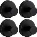 Reusable Heavy Duty Suction Cup Hooks for Kitchen/Bathroom/Shower - Wet-Proof Hooks for Towels, Robes, Loofah & Wreaths/No Drill Mounting on Glass, Tile, Metal (4, Matte Black)