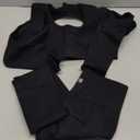 SUUKSESS Open Back Long Sleeve Scrunch Butt Booty Leggings Seamless Ribbed Workout Sets 2 Piece Outfits S