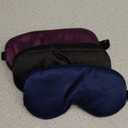 Silk-Sleep-Mask Eye-Mask Eye-Cover Eyeshade - 100% Silk Soft Adjustable Strip(Black+Dark Blue+Purple)