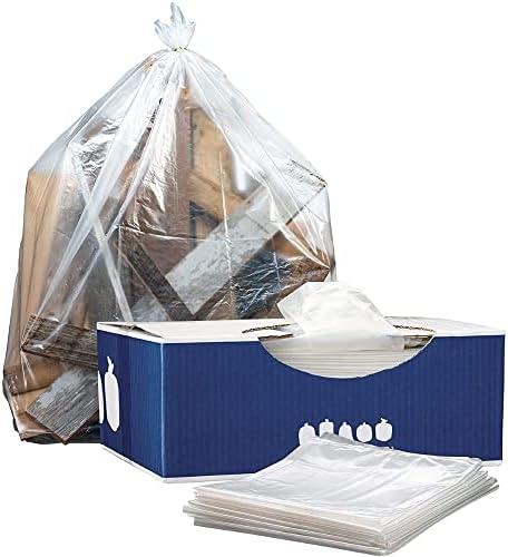 Plasticplace 20-30 Gallon Trash Bags, Heavy Duty 2.0 Mil Clear Garbage Bags, 30" x 36" Gusset Sealed Can Liners, Tear-Resistant Industrial Strength for Broken Glass & Sharp Debris (100 Count)
