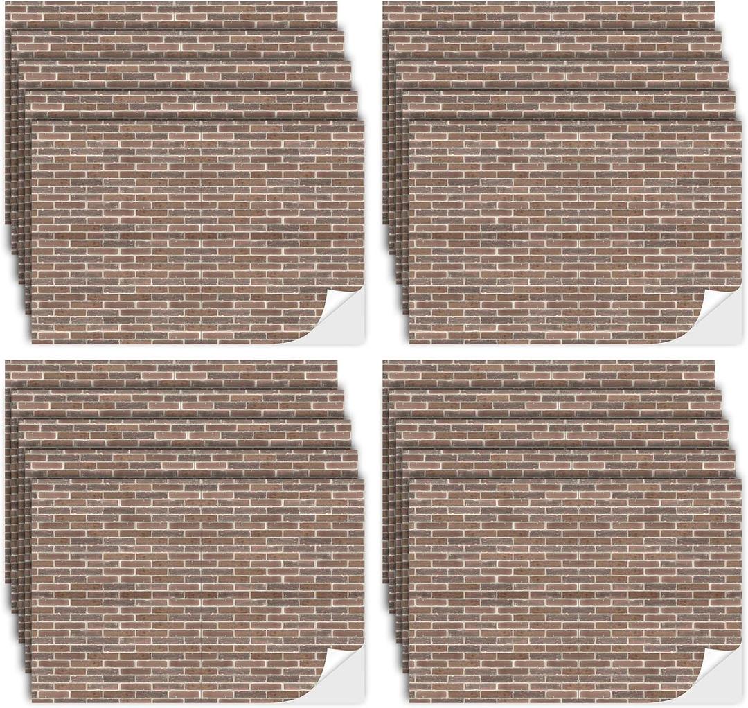 Flutesan 12 Pcs Miniature Dollhouse Wallpaper and Flooring Peel and Stick Mini DIY Self Adhesive Dollhouse Accessories 8.27 x 11.69 Inch (Gray Clinker)