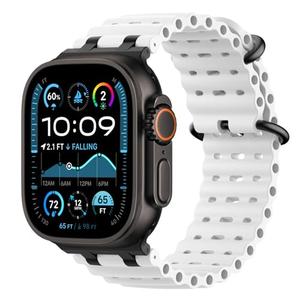 Astorgos Upgraded Ocean Band Compatible with Apple Watch Ultra 3/2/1 49mm,S11/S10 46mm,9/8/7 45mm,SE3/SE2/SE/6/5/4 44mm,3/2/1 42mm, Metal Connector Breathable Sport Watch Strap, Black/White