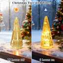 Lighted Glass Christmas Tree Figurine with Timer, Mercury Glass Christmas Decoration Battery Operated for Centerpieces Window Tabletop Mantel(Gold)