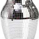SOUJOY Disco Vase, Silver Mosaic Mirror Vase for Centerpiece, Handmade Glass Bud Vase for Wedding Flower Arrangeme, Living Room, Kitchen, Home Decor