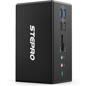 14 in 1 Docking Station Quadruple Monitor Compatible for MacBook and Windows, Thunderbolt Dock with USB-A and USB-C Cable(2HDMI ,VGA,PD3.0,RJ45,4 USB Ports,SD/TF,Audio)