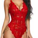 Avidlove Women One Piece Lingerie Deep V Teddy Sexy Lace Bodysuit Snap Crotch Babydoll (XX-Large)