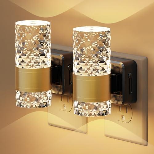 Fuligent LED Night Lights Plug into Wall - 1Pack Automatic Dimmable Night Light,3000K Bathroom Decor Plug-in Wall Light for Bedroom, Hallway, Nursery (Gold)