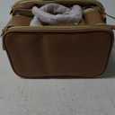 Prite Makeup Bag for Women, Large Capacity Waterproof Travel Cosmetic Organizer, Portable Open Flat Toiletry Bag with Free-standing Brush Holder and Handle(Brown Large)