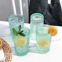 CREATIVELAND Colored Vintage Drinking Glasses Set of 4, 11.84 oz Romantic Embossed Water Glasses, Colored Tumblers Tempered Glass for Juice, Beverages, Beer, Cocktail (Green)