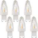 Lxcom Lighting G9 LED Light Bulbs 2W (15W Halogen Equivalent) Dimmable Crystal COB Bulb Warm White 2700K 200LM G9 Base AC110V for Home Lighting, 6 Pack