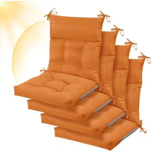Sintuff 4 Pcs 44 x 21 x 4 Patio Chair Cushions Outdoor Chair Cushion Seat/Back Tufted Pillow with Ties Water Resistant Replacement Indoor Patio Furniture Outdoor Furniture (Solid Color,Orange)