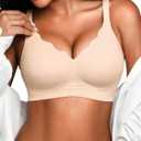 Wireless Jelly Bras for Women No Underwire with Support - S-2XL Seamless Bralettes Everyday Comfort Tshirt Padded Bra (Large)