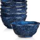 vicrays Ceramic Small Dessert Bowls Set - 10 oz, Set of 6, Microwave, Oven and Dishwasher Safe, for Rice, Ice Cream, Soup, Snacks, Cereal, Side Dishes, Kitchen Bowls Set (Starry Blue)