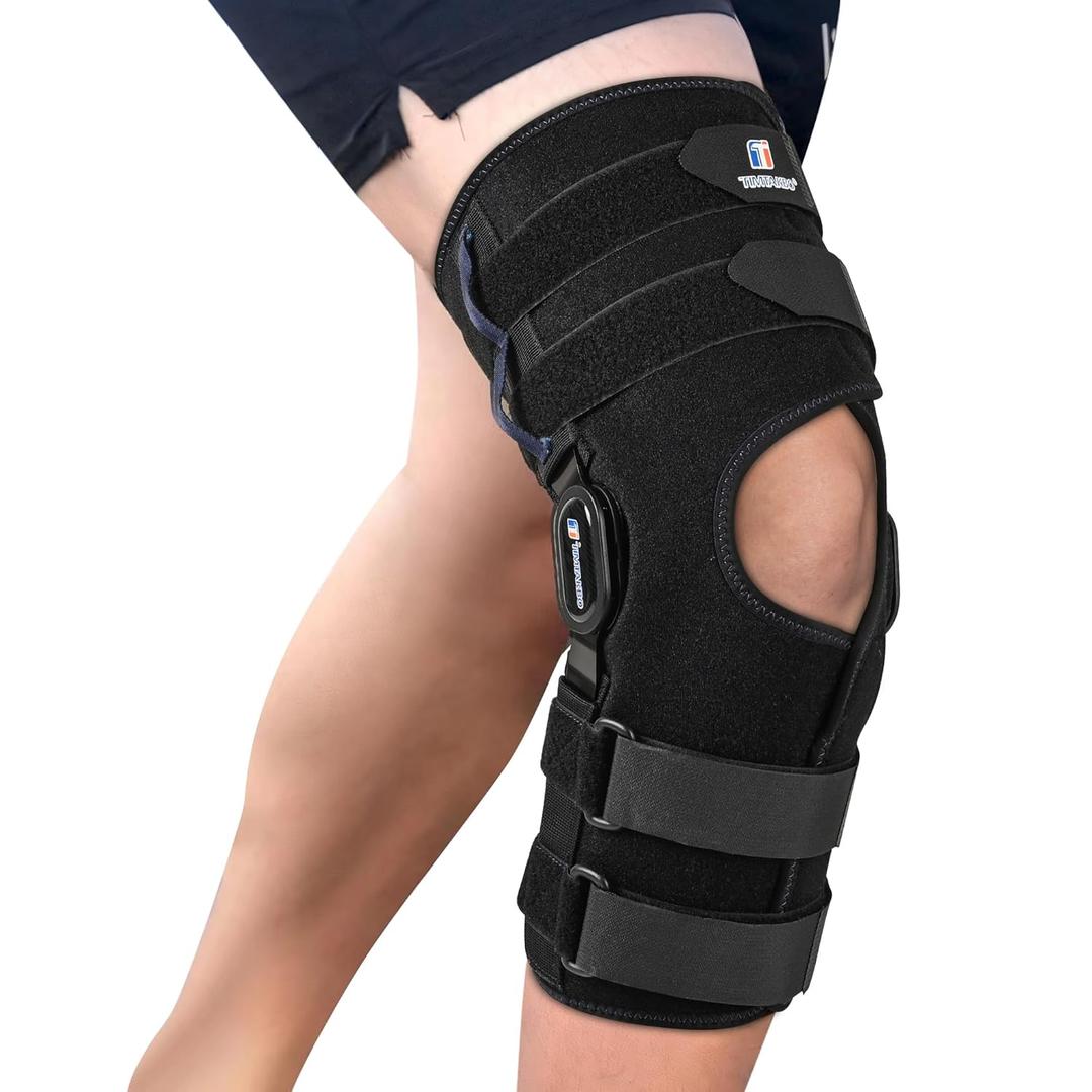 T TIMTAKBO Plus Size Knee Brace for Women and Men, Adjustable Knee Brace with Side Stabilizers, Knee Support for Knee Pain Relief, ACL, Meniscus Tear and Arthritis, Front Opening Braces for Knee Pain (XX-Large, Upgrade Version)