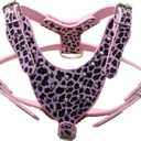 Leather Sharp Spiked Studded Dog Collars, Harnesses & Chain Leashes 3Pcs Matching Set for Medium & Large Dog Pit Bull,Mastiff, Boxer, Bull Terrier (XL, Pink Leopard)