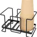 Bathroom Cup Dispenser, Metal Disposable Paper Cup Holder for Home Office, Cup Dispenser for 3oz Disposable Paper Cups (Large, Black)