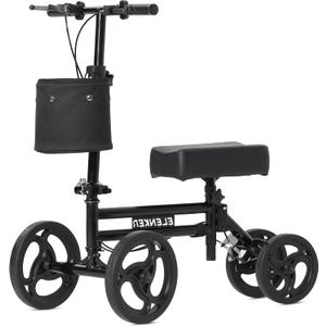 ELENKER Adjustable Steerable Knee Scooter for Foot Injuries Ankles Surgery Medical Knee Walker Crutches Alternative Black (Bright Black)