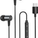 in Ear Headphones USB Type C Earbuds Wired with Microphone Noise Isolating in-Ear Headphones Earphones with Powerful Heavy Bass Stereo, High Definition Compatible with iPhone 15