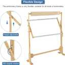 Adjustable Embroidery Stand, Wooden Frame Cross Stitch Floor Stand 360 Rotated Needlework Stand Holder Lap Table Craft Sewing Tool with Scroll Frame