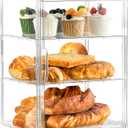 Bakery Pastry Display Case 3 Layer Large Clear Bread Box For Kitchen Countertop Bread Storage For Homemade Bread, 10.6" L x 8.7" W x 14.2" H, 1 Pack