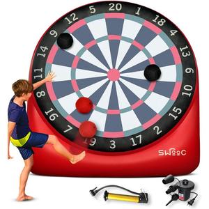 Swooc Games - Premium Inflatable Giant Kick Darts (15+ Ways to Play) - Jumbo Soccer Dartboard with Air Pump - Big Carnival Games - Giant Outdoor Games - Oversized Dart Board Yard & Lawn Game