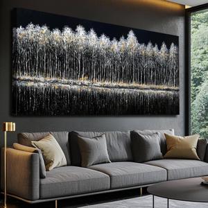 WINKAILIN Black and White Poster Prints Forest Decorative Pictures 29"x58" Canvas Wall Art for Bedroom Home Decorations for Living Room