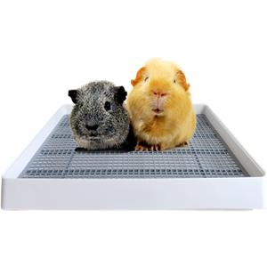 PODOO Rabbit Litter Box Training Potty Tray for Guinea Pig & Small Pets Spacious Grid Pan with Low Entrance, Easy-Clean & Odor-ResistantHelps Keep a Clean Cage and Reduce Mess