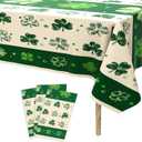 Tbsone St Patricks Day Disposable Rectangle Plastic Tablecloth - 3 Pack, Green Shamrock Theme Table Cloth, Irish Festival St. Patrick's Day Party Decorations Supplies (54 x 108 Inches)