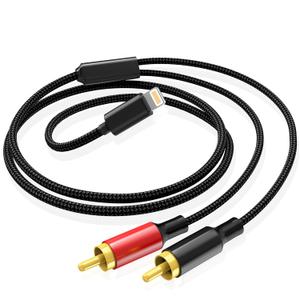 Lightning to Dual RCA Cable Audio Braid Adapter - 2-Male Y-Splitter Auxiliary Cable for iPhone, iPad and iPod. Provides Seamless connectivity for Home Theater, car Audio, and More (6ft) LB-1