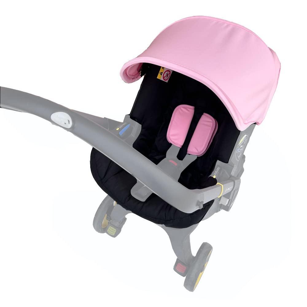 Replacement Canopy & Seat Cushion Set Compatible with Doona+ Car Seat Stroller - Sunshade Cover & Textile Fabric Accessories - Breathable, Machine Washable (Pink Black)