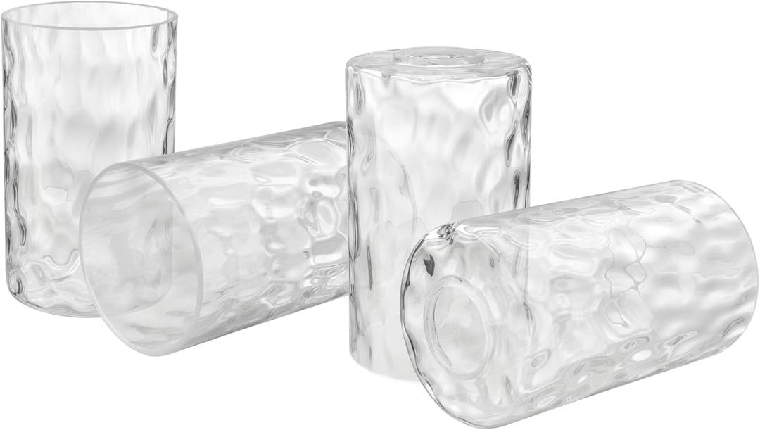 Aspen Creative 23527-63-4, Clear Hammered Glass Shade For Lighting Fixture/Vanity Light/Wall Light/Pendant, Size: 3-3/4" D x 5-3/4" H, 4 Pack