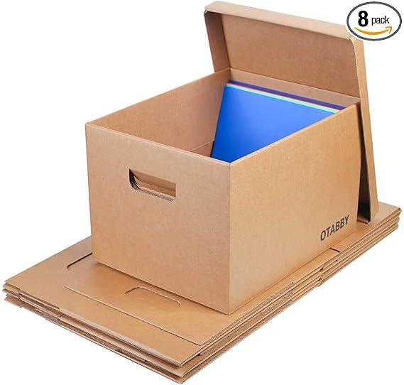 Archival Storage Boxes (8-Pack) - Extra Strong 3-Ply Side Walls, Heavy-Duty Kraft Board, Ready-To-Assemble with Handles and Lids for Files and Photo Storage, Legal/Letter Size 12x16x10 Inches