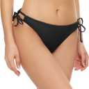 Bellecarrie Women's Tie Side Bikini Bottoms Brazilian String Swim Bottom, Black, XS