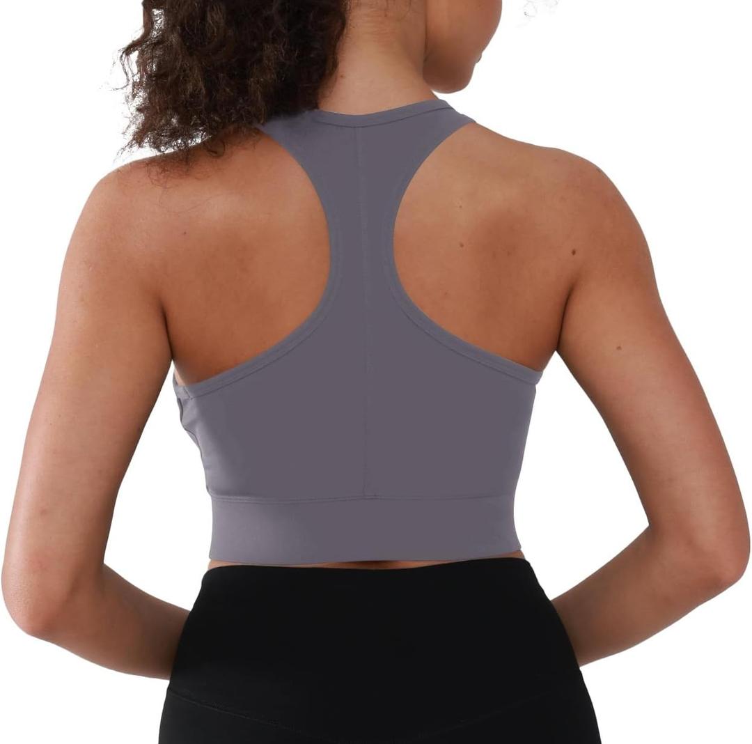 Women's Sports Bra Tank Top - Y-Back Racerback Padded Scoop Neck Crop Workout Top with Built in Pads (X-Large)