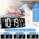 Large Digital Wall Clock with Remote Control 17.2" LED Large Display Timer with Temperature Date Week Auto DST Adjustable Brightness, Big Wall Alarm Clock for Living Room Office Garage Gym Seniors