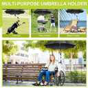 Yaocom 4 Sets Adjustable Umbrella Clamp for Chair and Wrenches Universal Clip on Wheelchair Umbrella Mount Holder for Stroller, Golf Cart, Beach Chair, Bicycle, Bleacher, Patio, Fishing