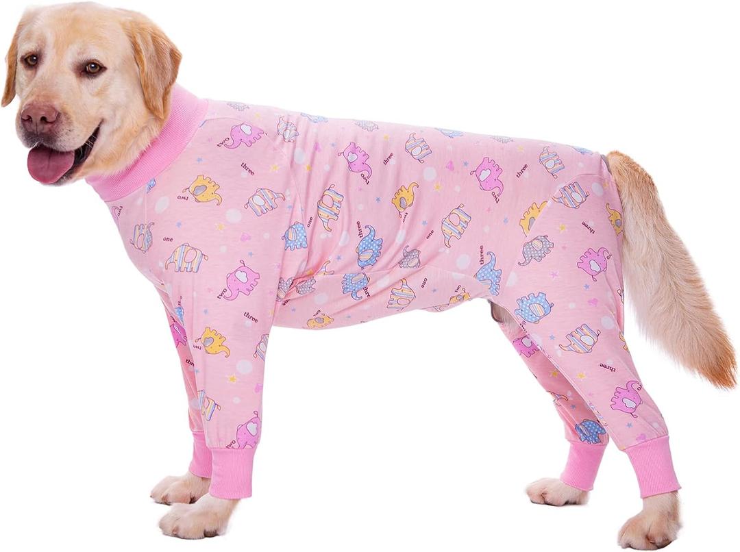Dog Recovery Suit After Surgery Female Male, Medium Large Dog Neuter Shirt Cone Alternatives Prevent Licking Surgical Onesies (Elephant, 4XL)