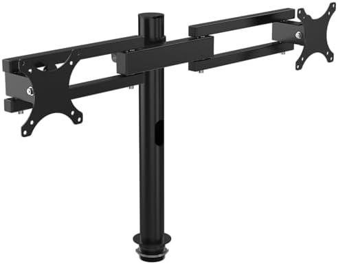 VERSADESK Heavy Duty Steel Dual Monitor Stand with Height Adjustable Arms - Fits 13–27" Screens - VESA Compatible Mount with 360° Rotation - Each Arm Holds up to 22 lbs | Black