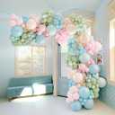 kozee Pastel colorful Spirng Balloon Garland Arch Kit 140pcs Pastel pink green blue balloons for Happy Easter Alice in Wonderland Spring Tea Party 1st Birthday Baby Shower one silly goose decorations